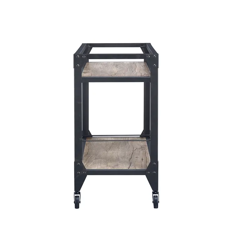 Black and Natural 32" Rolling Prep Table With Storage