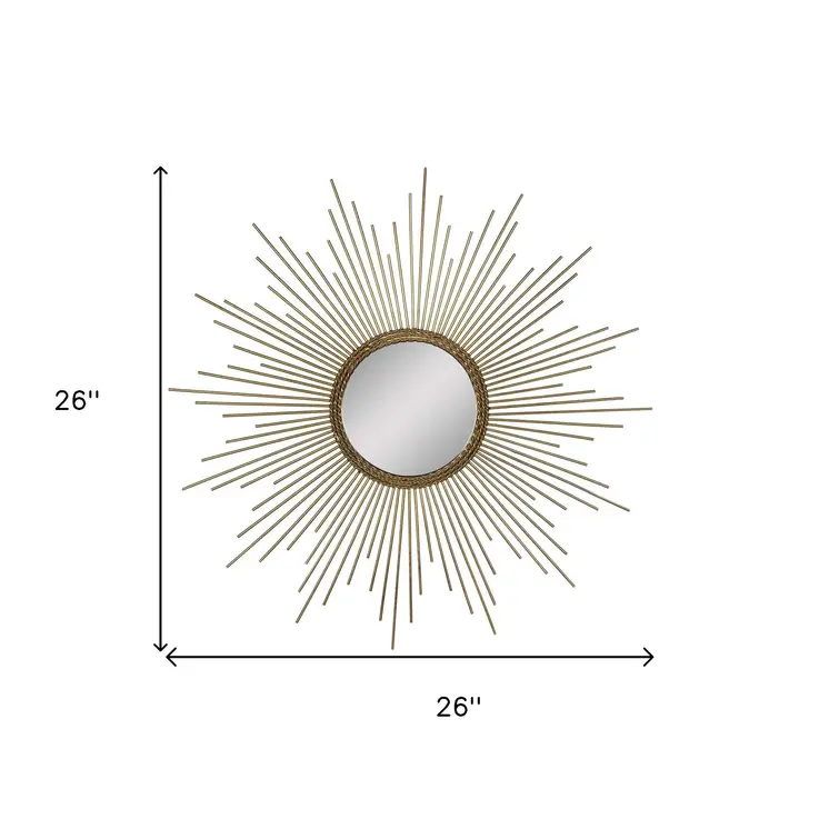 26" Gold Sunburst Metal Framed Accent Mirror