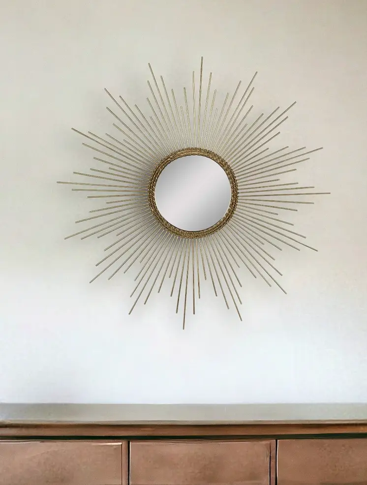 26" Gold Sunburst Metal Framed Accent Mirror