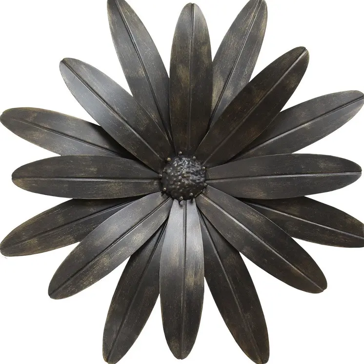 18" Antiqued Bronze Metal Flower Hanging Dimensional Sculpture