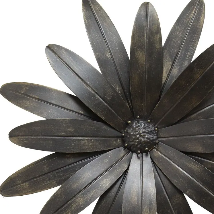 18" Antiqued Bronze Metal Flower Hanging Dimensional Sculpture