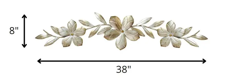 38" Champagne Flower Metal Wall Decor
