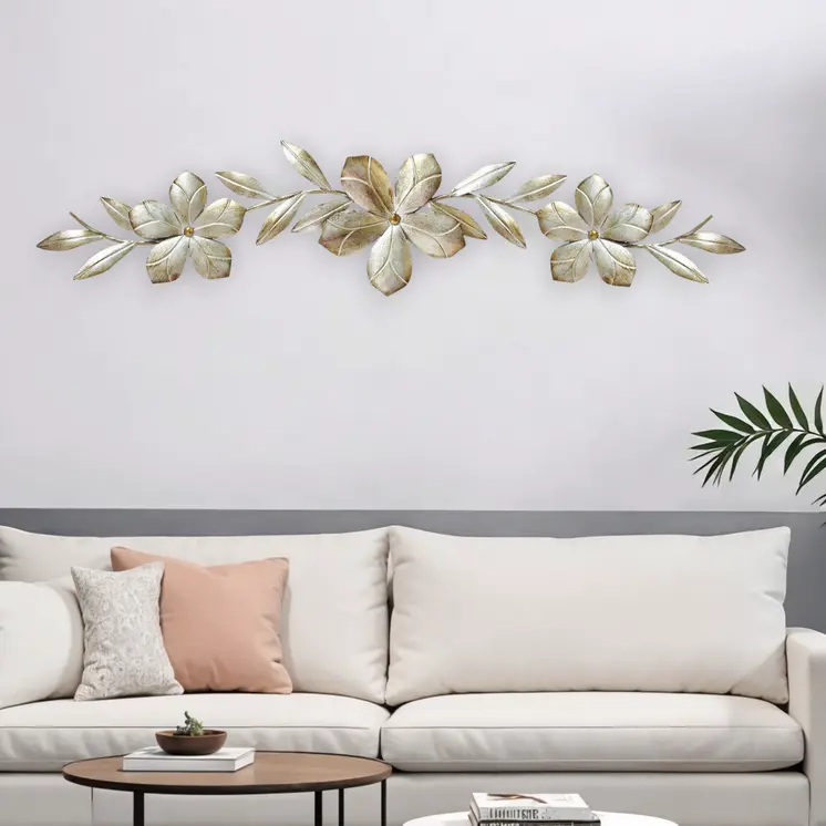 38" Champagne Flower Metal Wall Decor