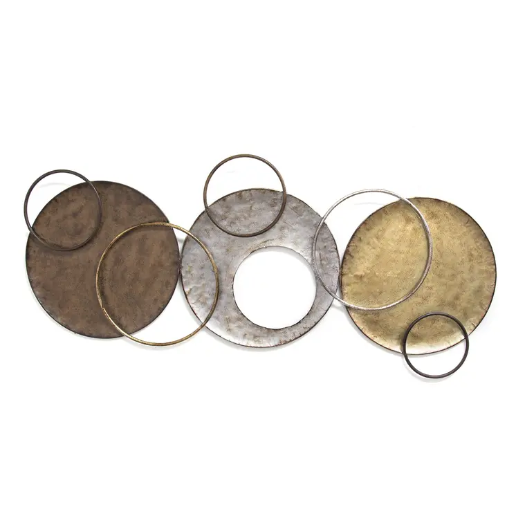47" Bronze Silver and Gold Circles Metal Wall Decor