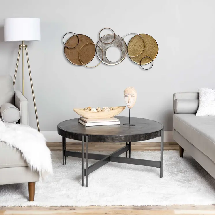 47" Bronze Silver and Gold Circles Metal Wall Decor