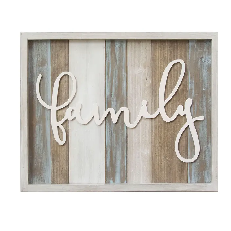 Distressed Family White Wood Wall Decor