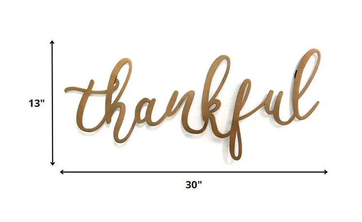 Bronze Thankful Metal Script Wall Decor