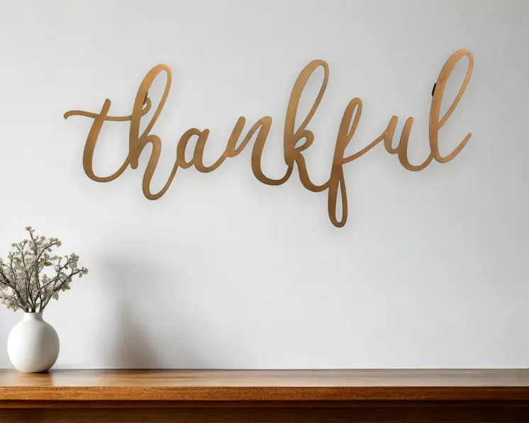 Bronze Thankful Metal Script Wall Decor