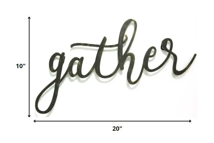 10" X 20" Black Metal Gather Text Wall Decor