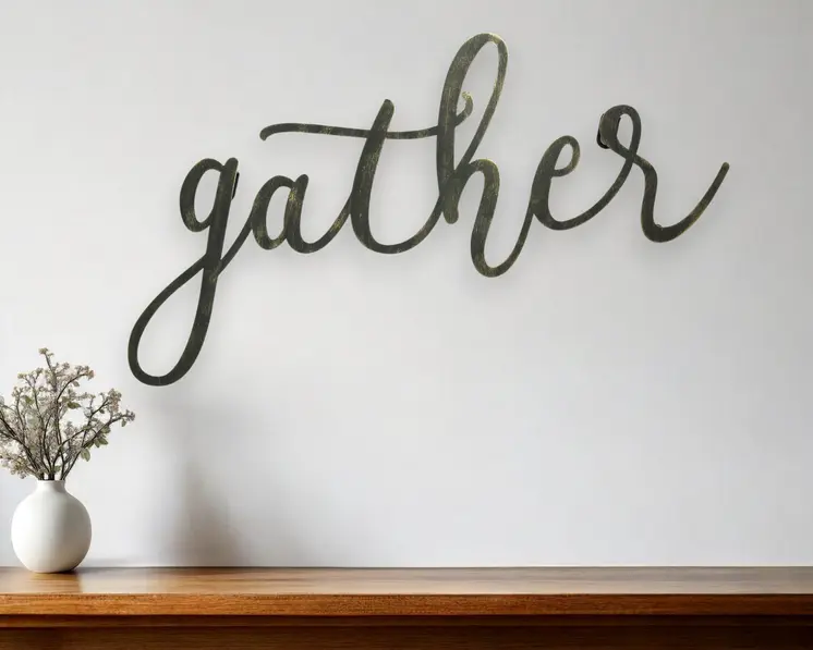 10" X 20" Black Metal Gather Text Wall Decor