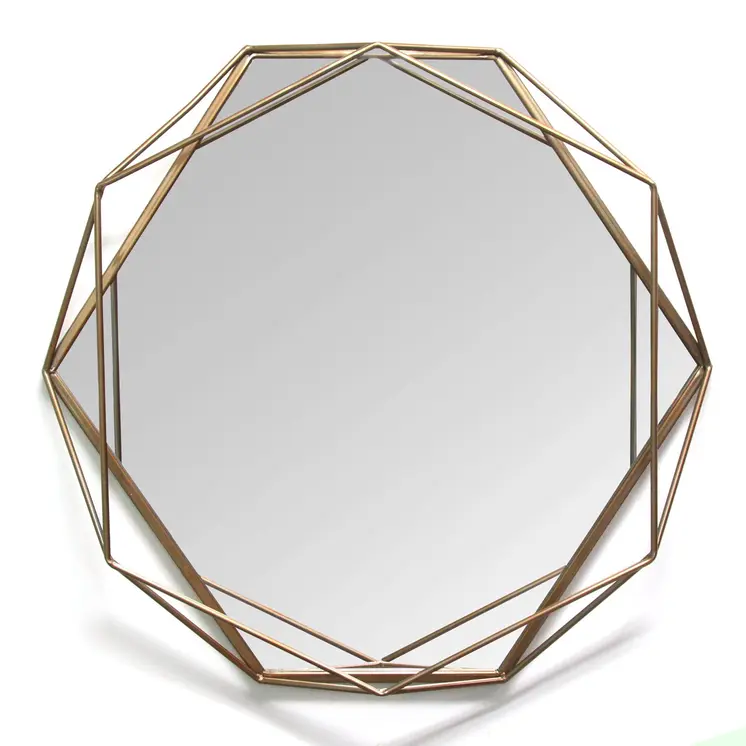 30" Gold Octagon Metal Framed Accent Mirror