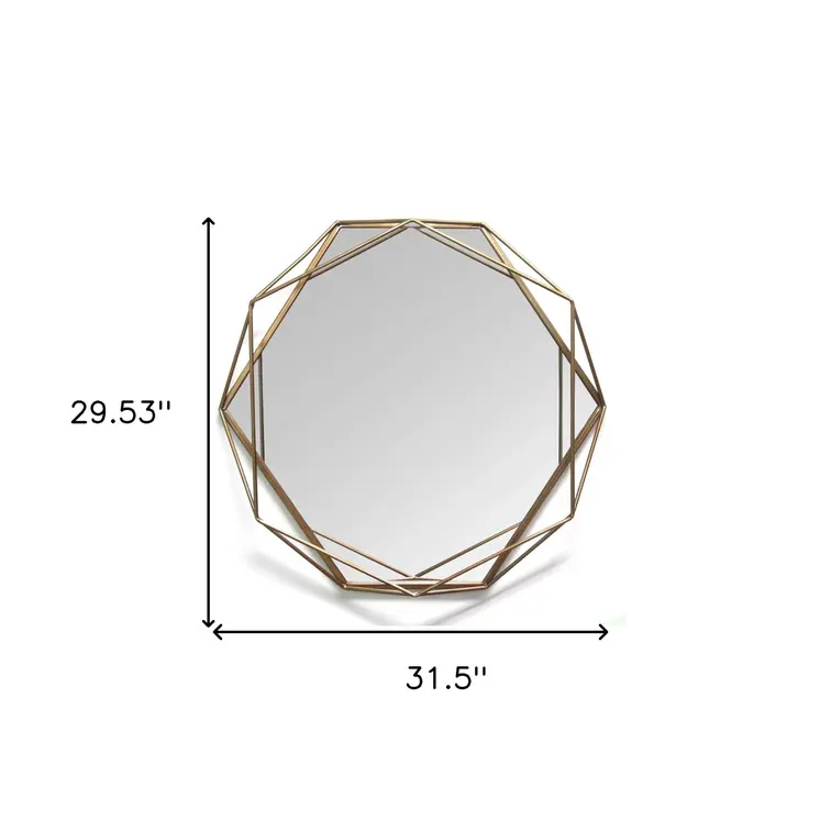 30" Gold Octagon Metal Framed Accent Mirror