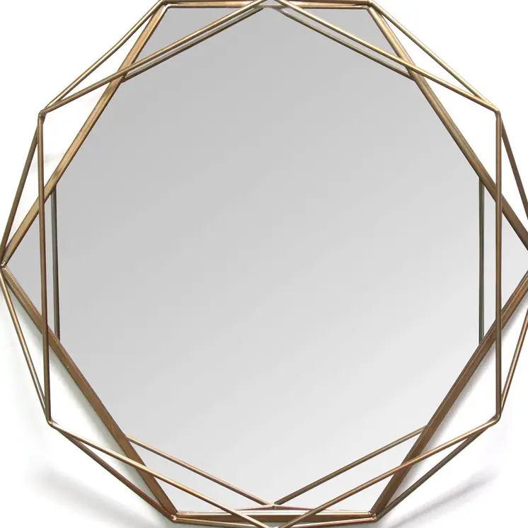 30" Gold Octagon Metal Framed Accent Mirror