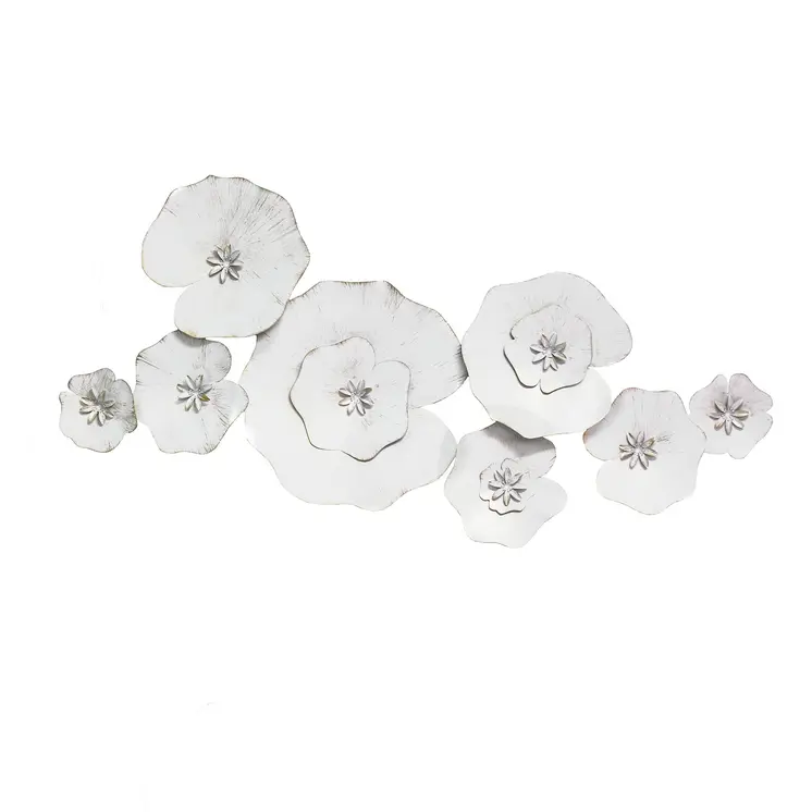 17" X 41" Angelic White Metal Lily Pad Wall Decor