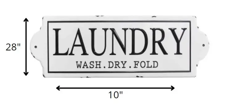 28" Black And White Wash Dry Fold Metal Laundry Wall Decor