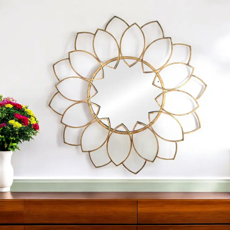 32" Antiqued Bronze Novelty Metal Framed Accent Mirror