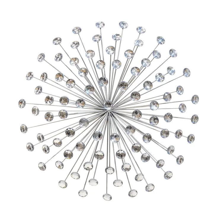 24" Contemporary Silver And Faux Crystal Bling Wall Decor