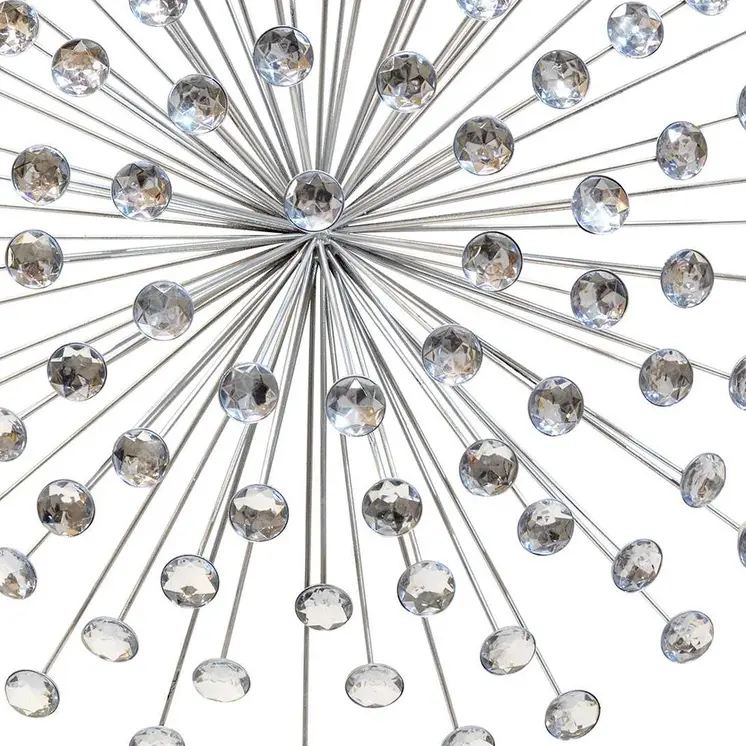 24" Contemporary Silver And Faux Crystal Bling Wall Decor
