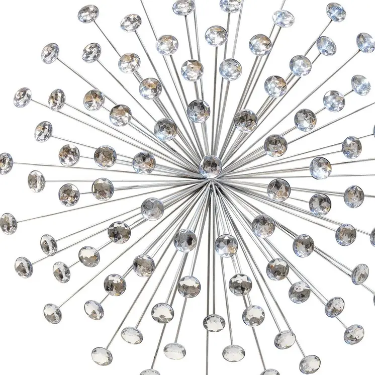 24" Contemporary Silver And Faux Crystal Bling Wall Decor