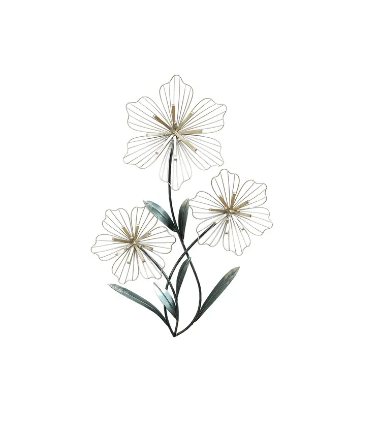 30" X 19" Silver Metal Flower Wall Decor