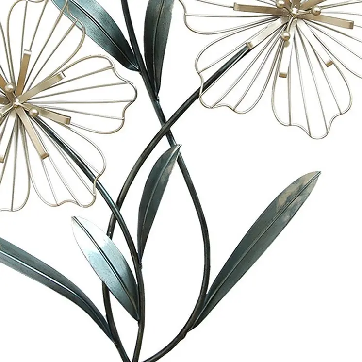 30" X 19" Silver Metal Flower Wall Decor