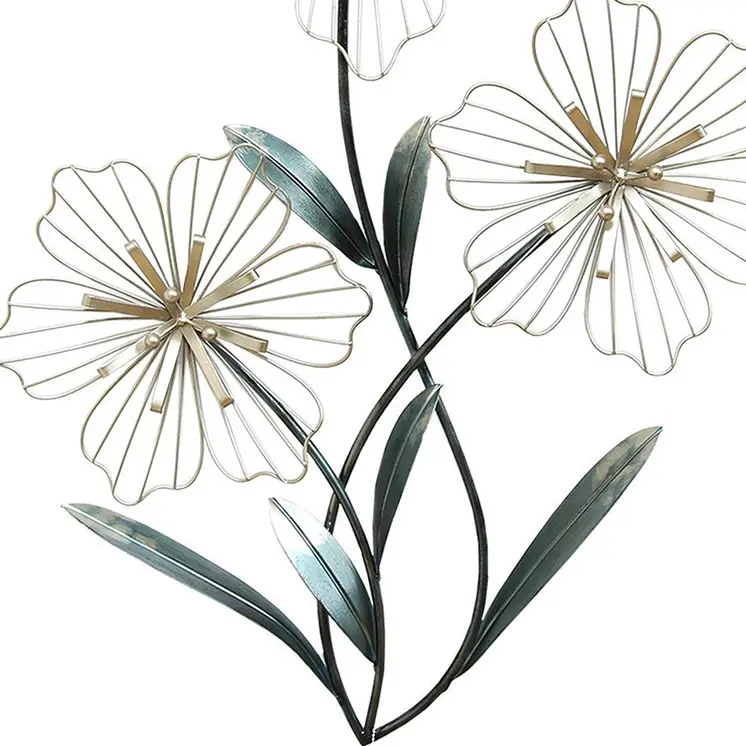 30" X 19" Silver Metal Flower Wall Decor