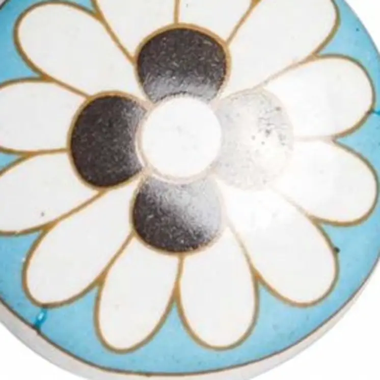Set of Twelve Sky Blue And White Floral Ceramic Drawer Pull Knobs