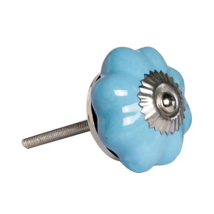 Set of Twelve Blue And Silver Ceramic Drawer Pull Knobs