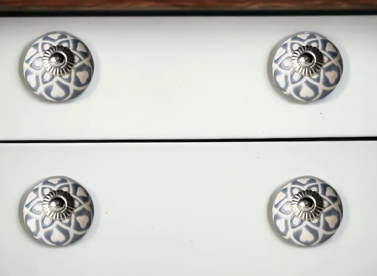 1.5" X 1.5" X 1.5" Blue Cream (Beige) With Silver  Knobs 12 Pack