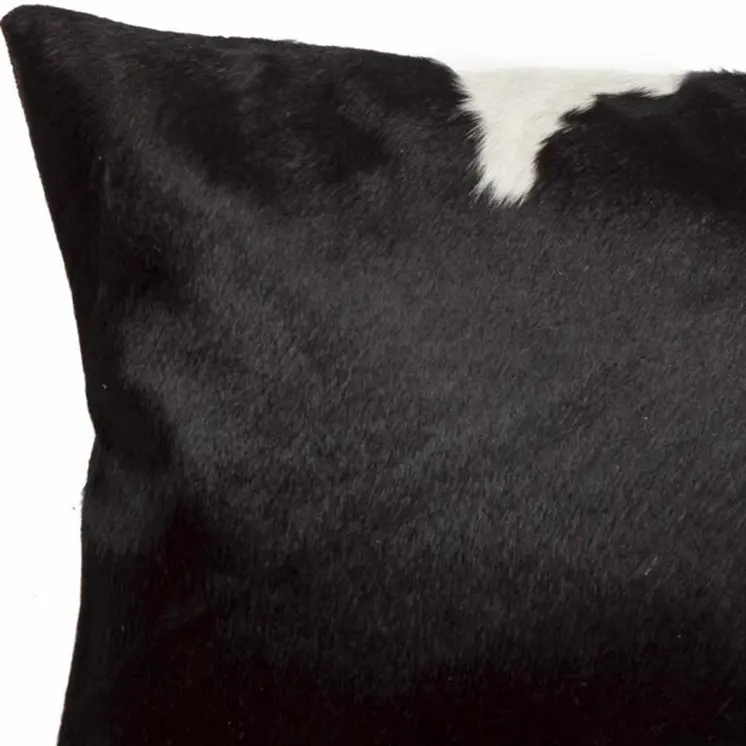 12" X 20" Black and White Cowhide Throw Pillow
