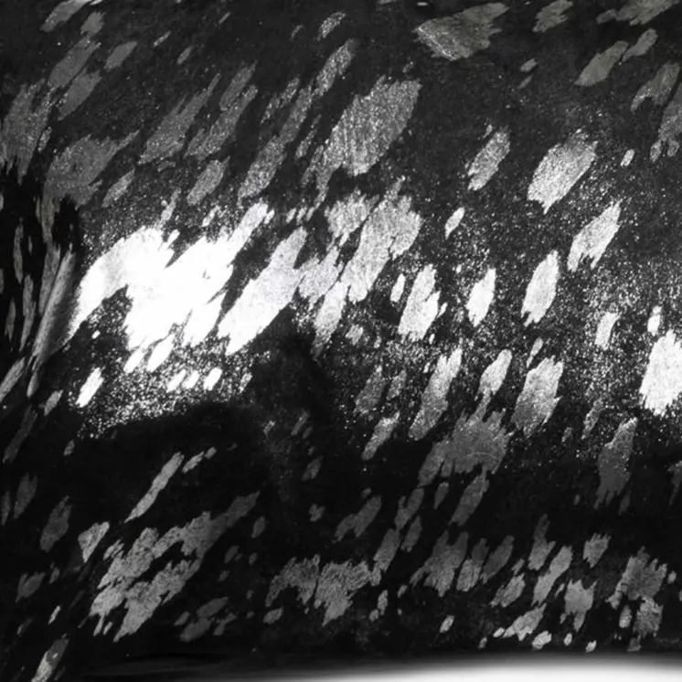 12" X 20" Black and Silver Cowhide Throw Pillow