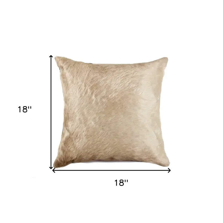 18" Natural Cowhide Throw Pillow