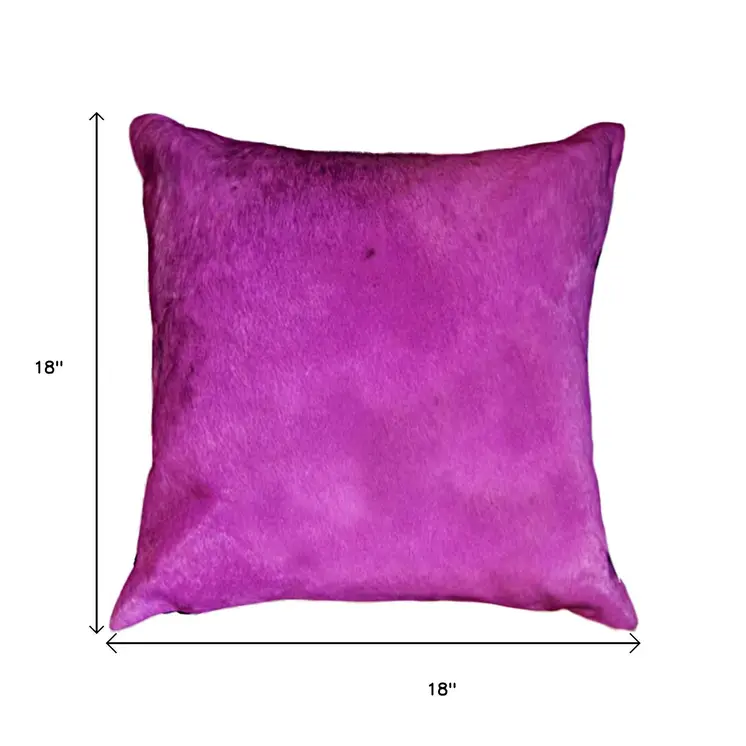 18" Purple Cowhide Cowhide Throw Pillow