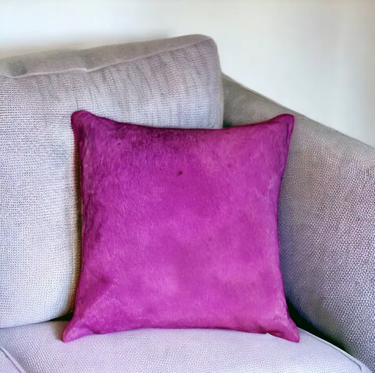18" Purple Cowhide Cowhide Throw Pillow