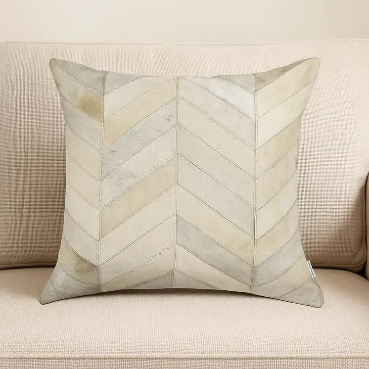 18" Natural Cowhide Throw Pillow