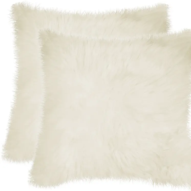 Set of Two 18" Natural Sheepskin Throw Pillows