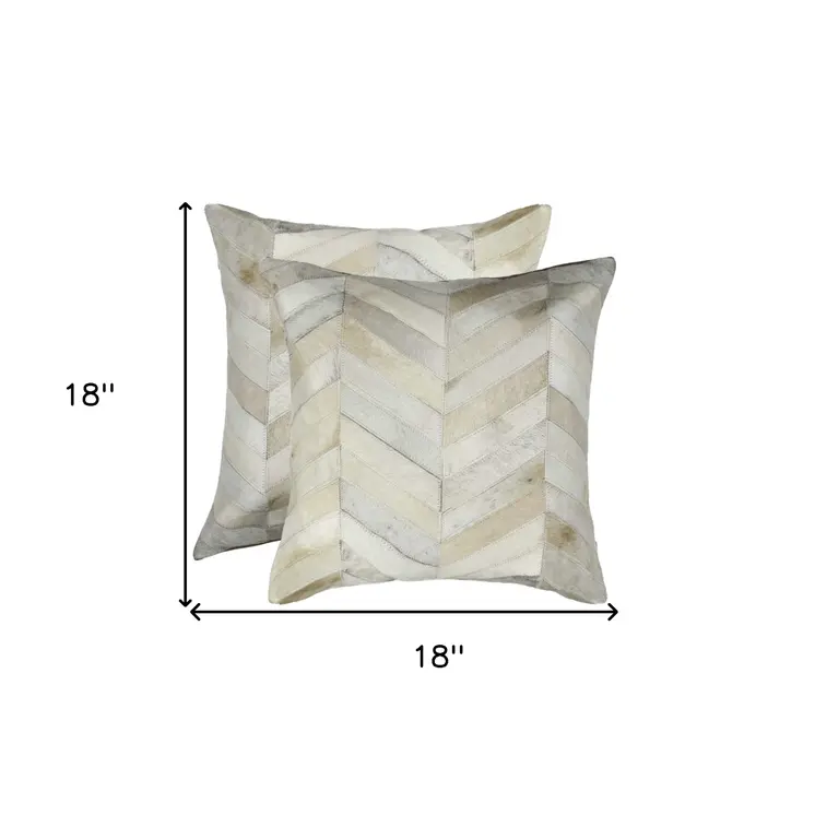 Set of Two Natural Cowhide Throw Pillow