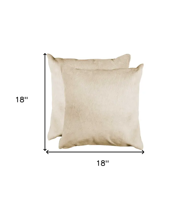 Set of Two Natural Cowhide Throw Pillow