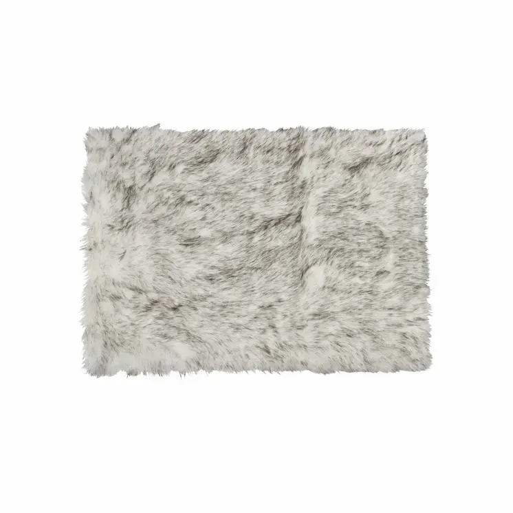 2' X 3' Gray And Ivory Faux Fur Area Rug