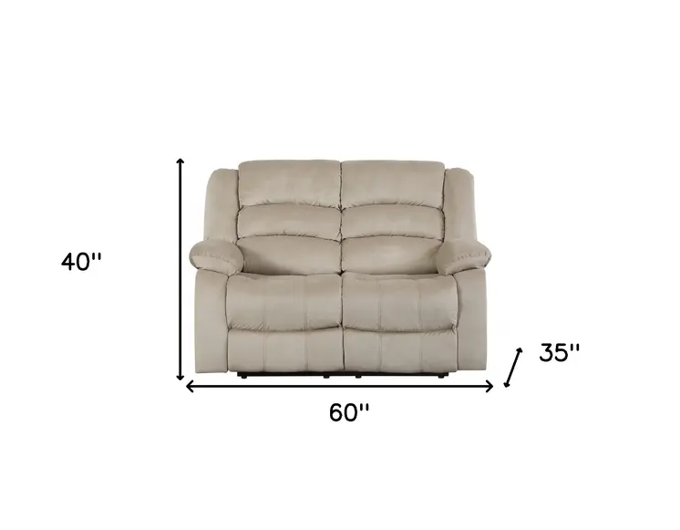 60" Beige Microfiber Manual Reclining Loveseat