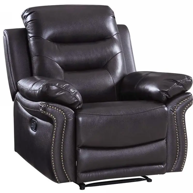 44" Brown Comfortable Leather Recliner Chair