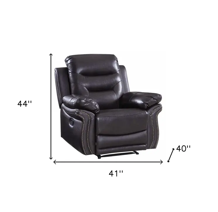 44" Brown Comfortable Leather Recliner Chair