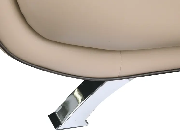 47" Beige And Silver Leather Match Club Chair