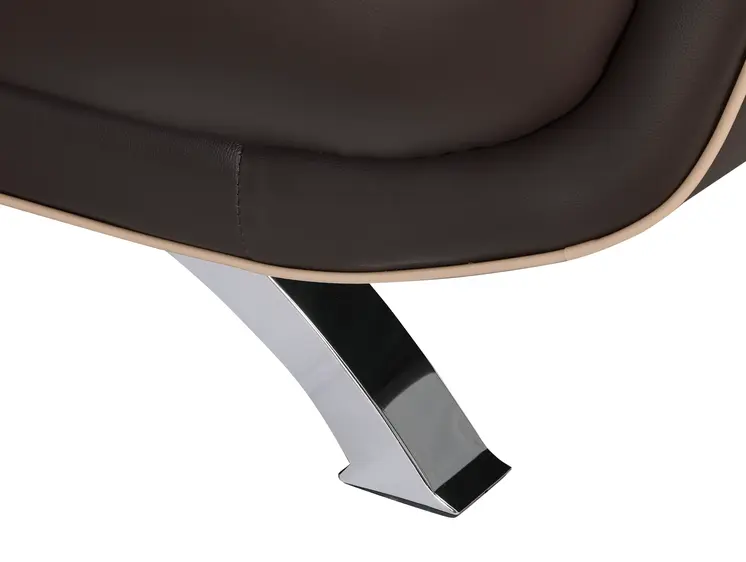 47" Brown And Silver Leather Match Club Chair