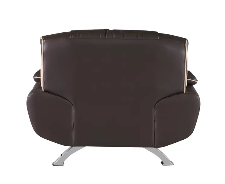 47" Brown And Silver Leather Match Club Chair
