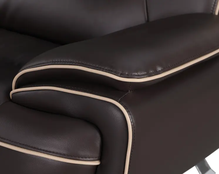 47" Brown And Silver Leather Match Club Chair