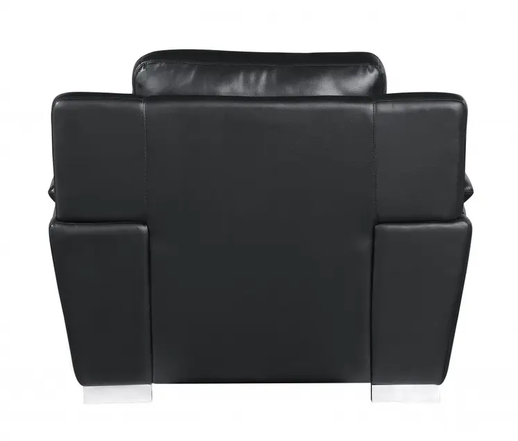 48" Black And Silver Leather Match Club Chair
