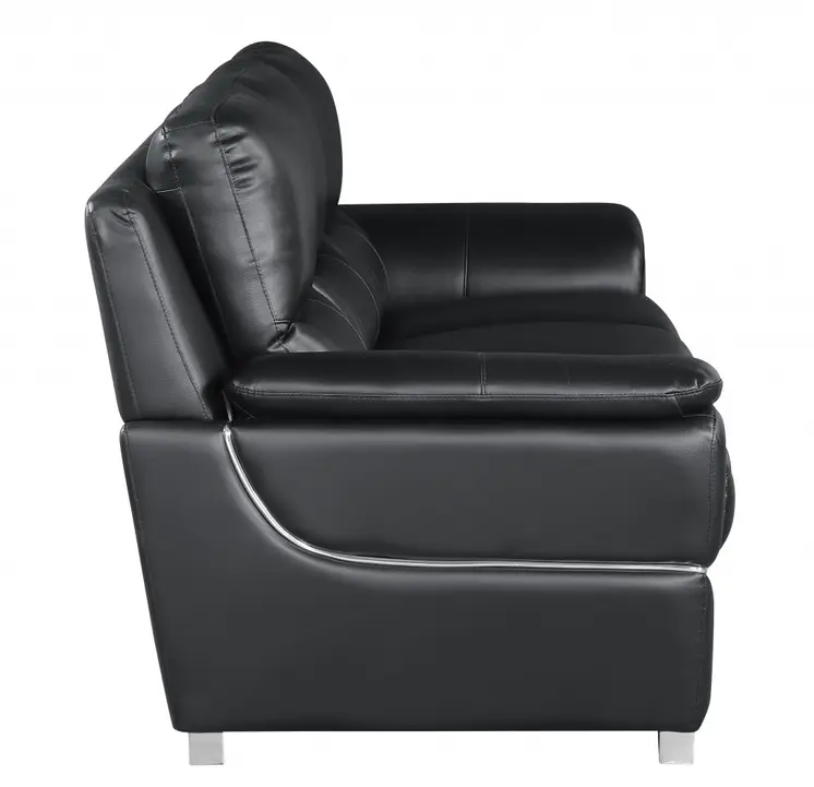 48" Black And Silver Leather Match Club Chair