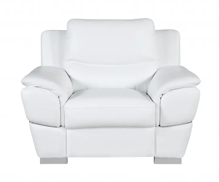 48" White And Silver Leather Match Club Chair