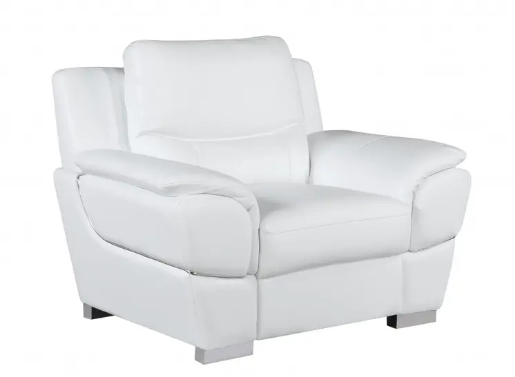 48" White And Silver Leather Match Club Chair